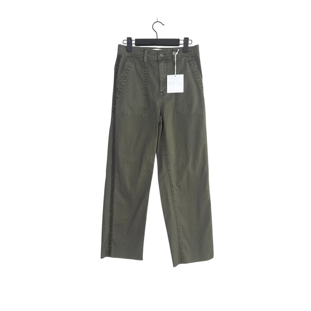 NWT Pistola Elliot Eden High Rise Crop Tuxedo Stripe Straight Leg Pant 26 Green - Picture 11 of 15
